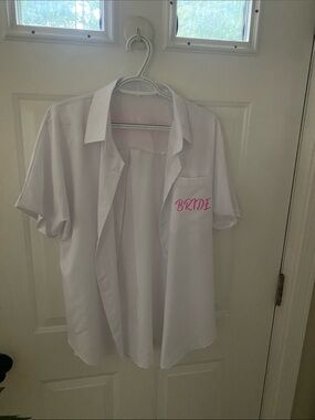Bride Embroidered Short-Sleeve Shirt - White